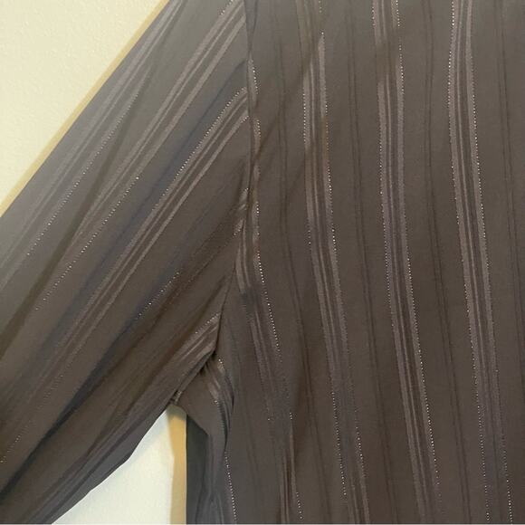 1830 Womens Stretch Striped Collared Long Sleeve Button Down Shirt Black XL NWT - Picture 8 of 12